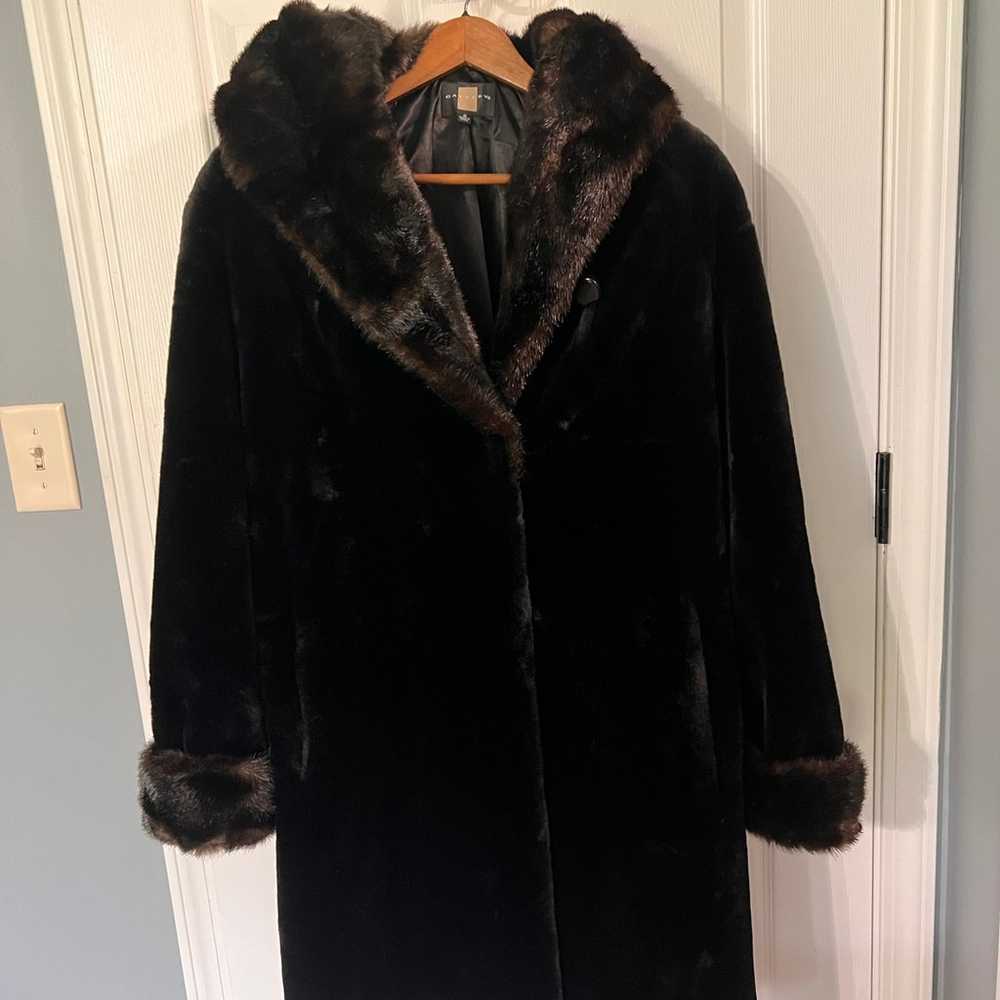 GALLERY Faux Soft Fur Winter Coat hooded Women Sm… - image 1