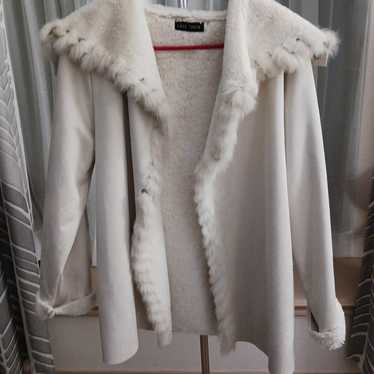 Rabbit fur Cream colored grommet detail coat. Gor… - image 1