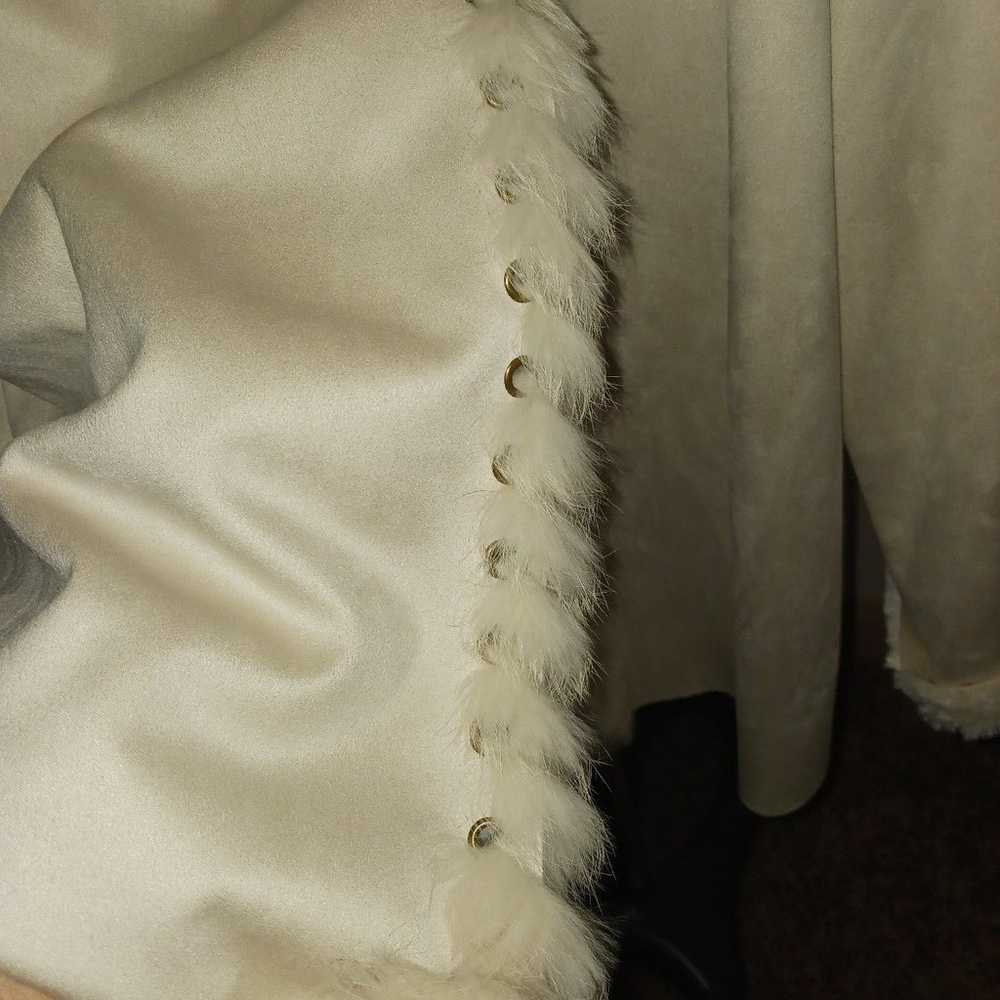 Rabbit fur Cream colored grommet detail coat. Gor… - image 2