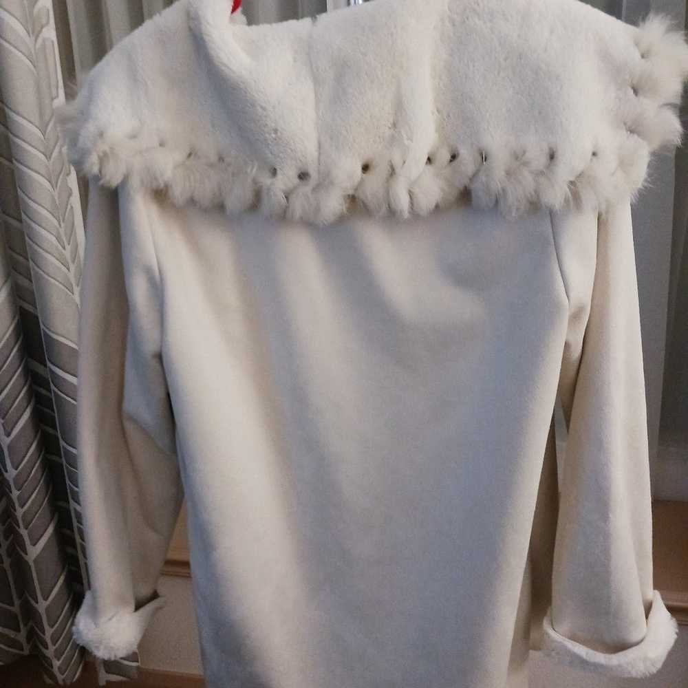 Rabbit fur Cream colored grommet detail coat. Gor… - image 3