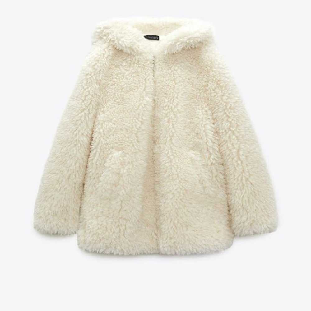 Zara Faux Fur Hooded Coat Jacket New - image 2