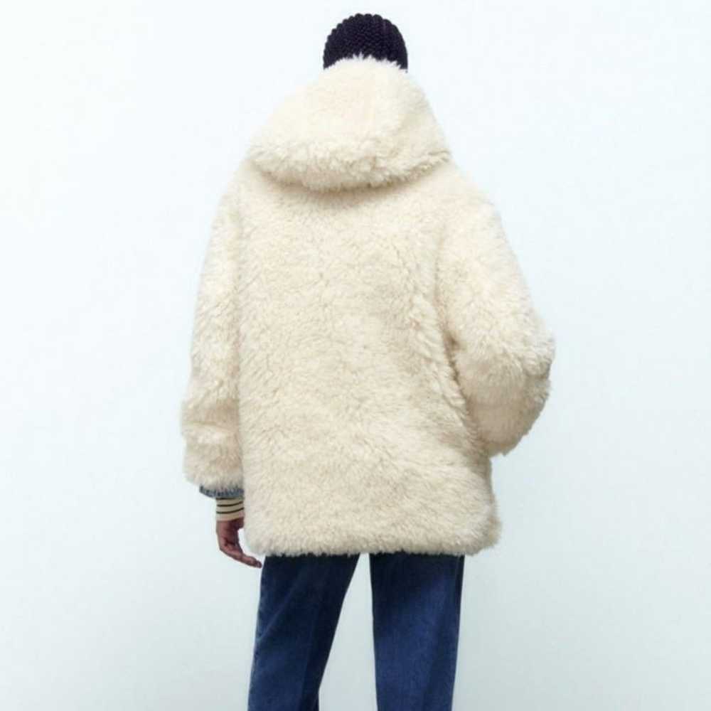 Zara Faux Fur Hooded Coat Jacket New - image 6