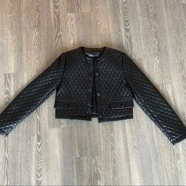 NWOT Cropped Faux Leather Jacket