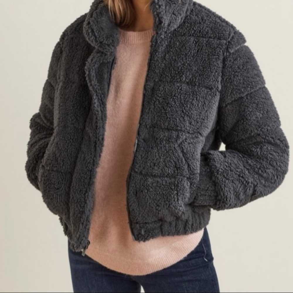 UpWest Grey Sherpa Puffer Jacket Size S - image 3