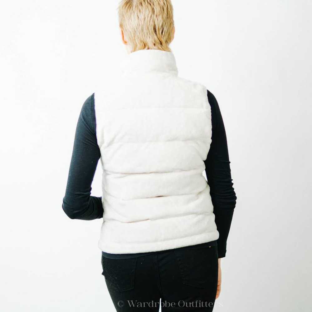 Fleece Quilted Goose Down Puffer Vest in Bone Whi… - image 6
