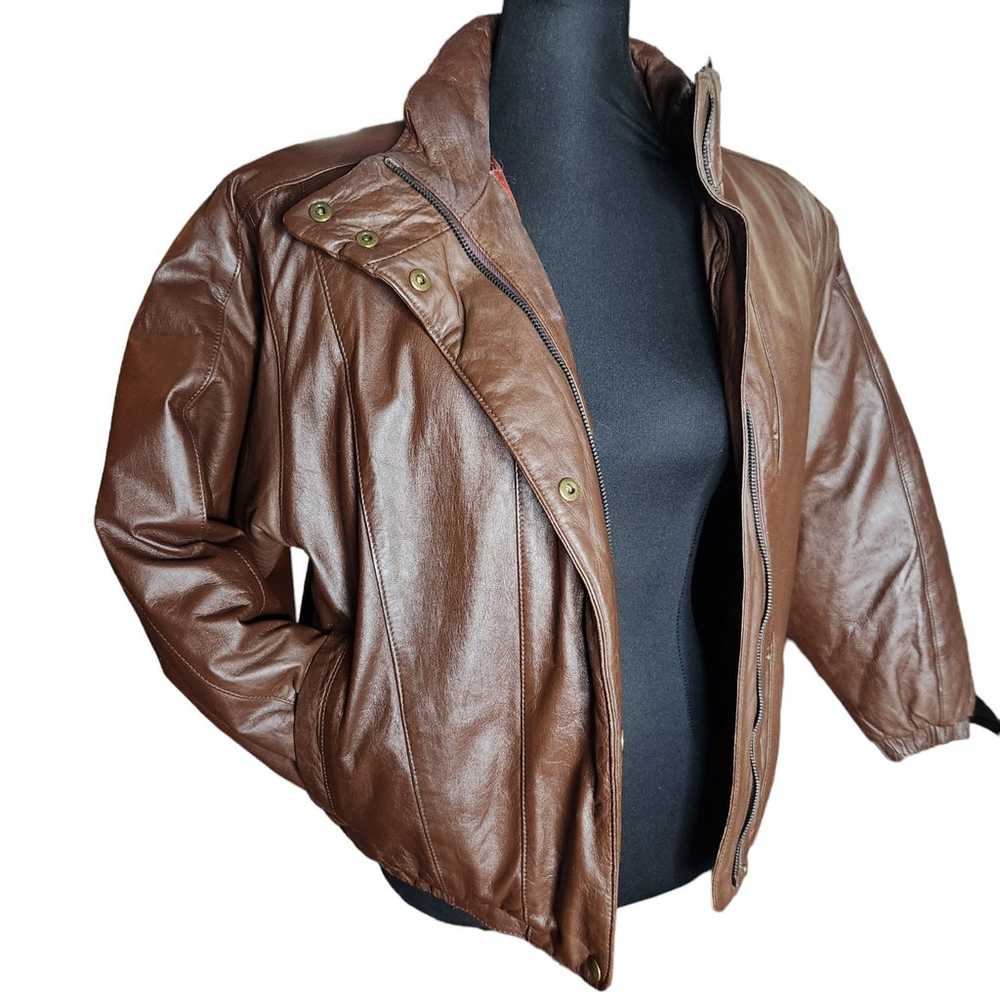 Eddie Bauer Leather Down Jacket Small Insulated B… - image 12