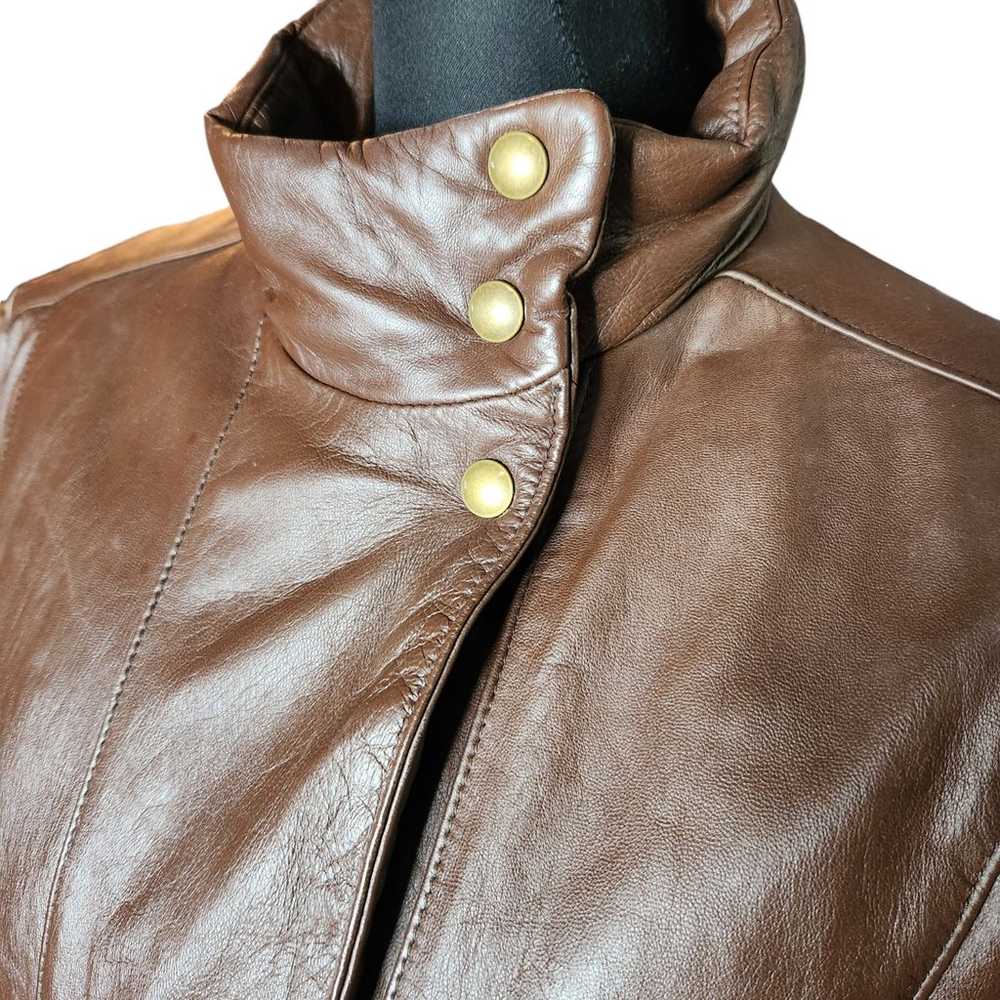 Eddie Bauer Leather Down Jacket Small Insulated B… - image 2