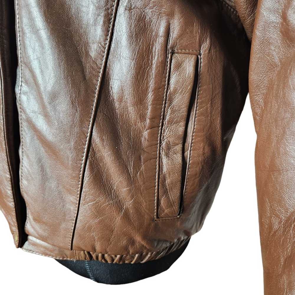 Eddie Bauer Leather Down Jacket Small Insulated B… - image 5