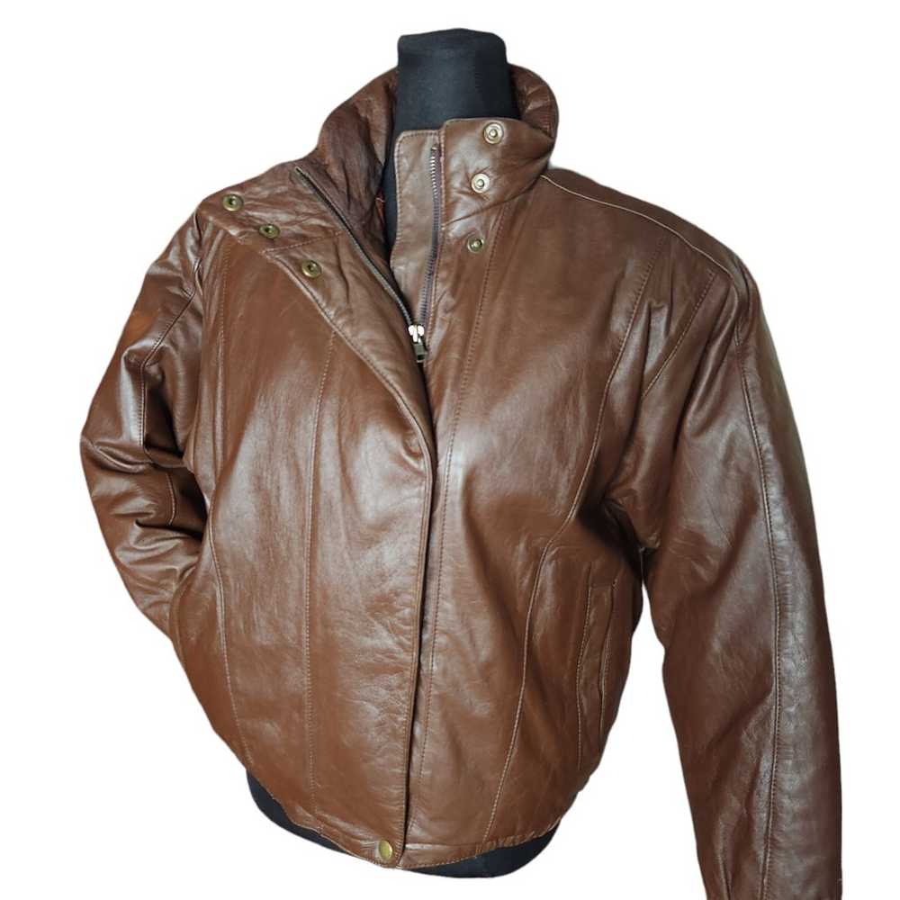 Eddie Bauer Leather Down Jacket Small Insulated B… - image 7