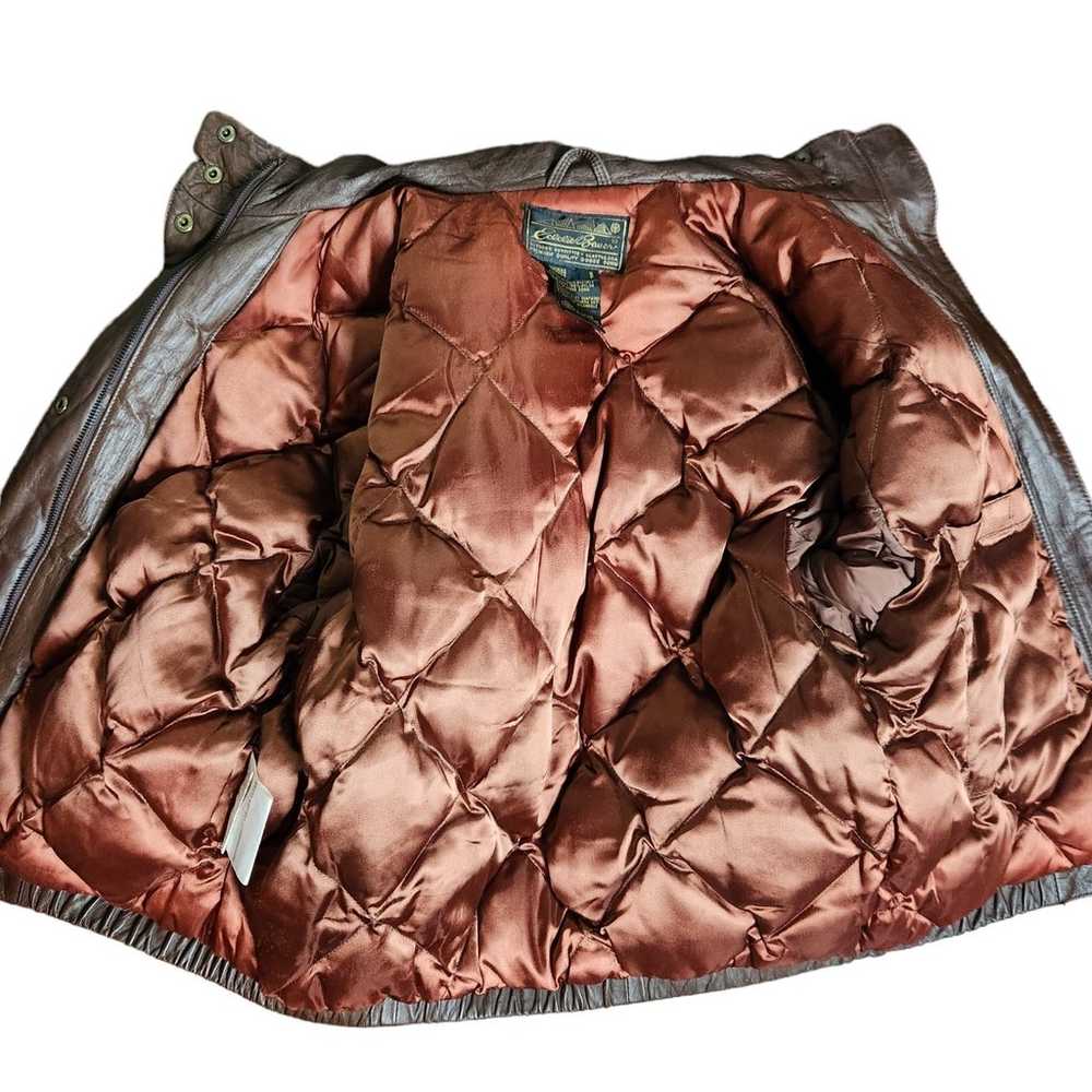 Eddie Bauer Leather Down Jacket Small Insulated B… - image 9
