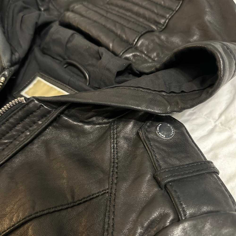 Genuine Leather Michael Kors Moto Jacket with Hoo… - image 5