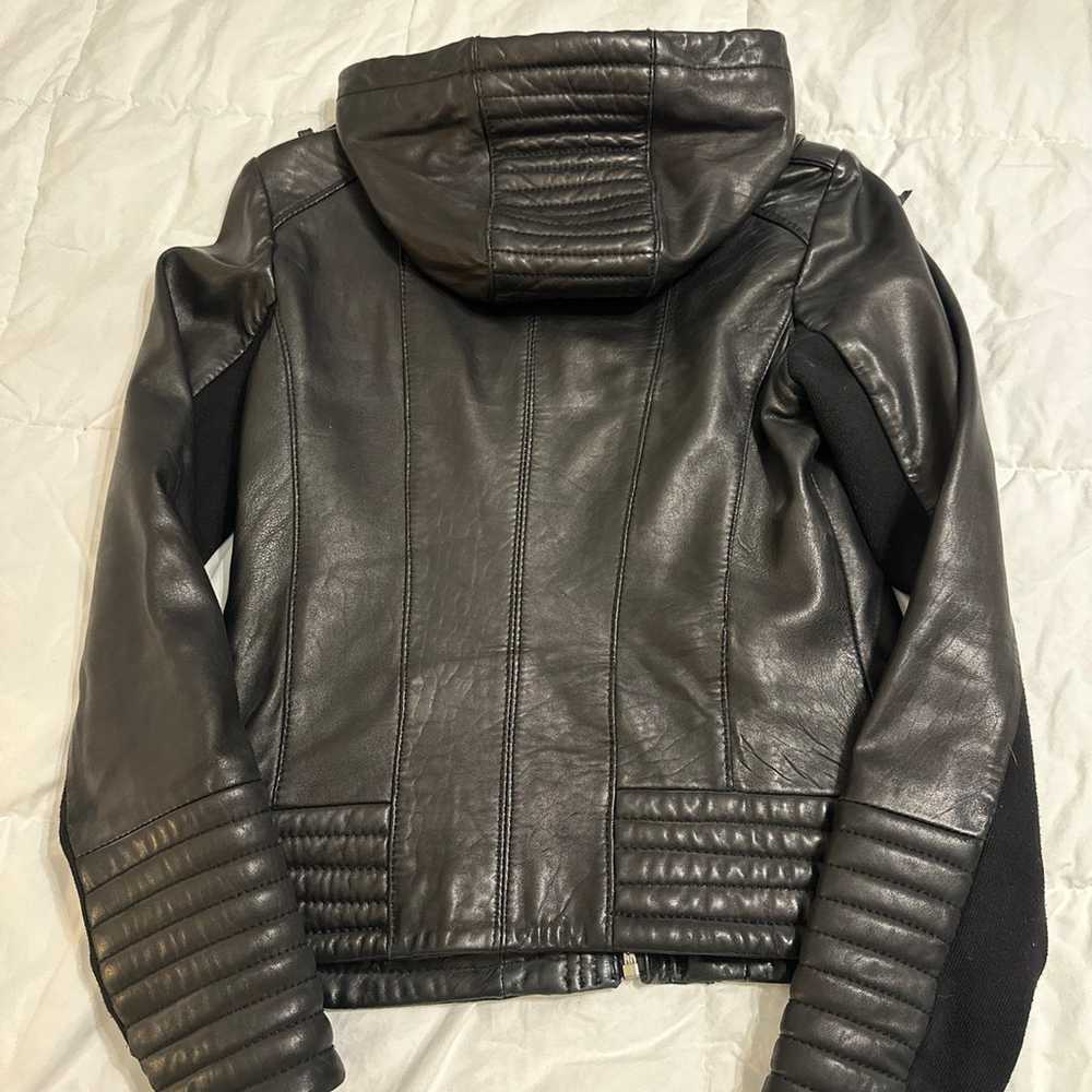 Genuine Leather Michael Kors Moto Jacket with Hoo… - image 6