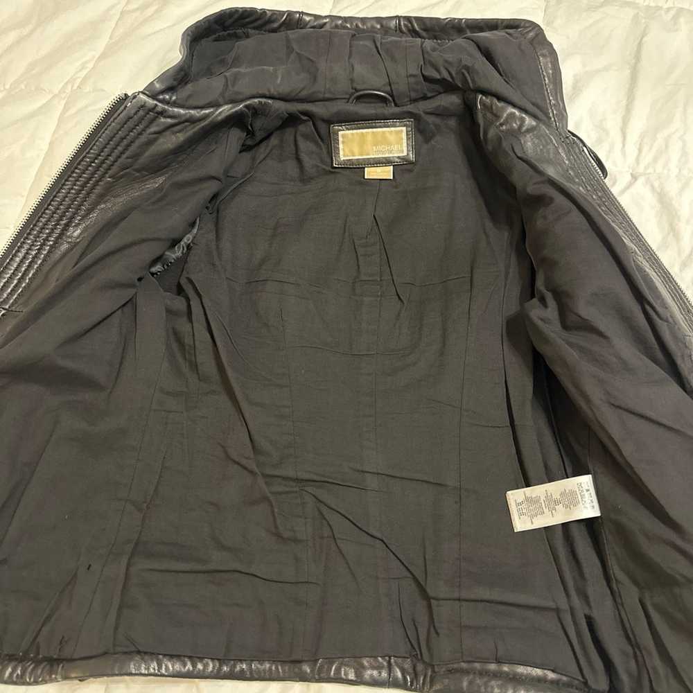 Genuine Leather Michael Kors Moto Jacket with Hoo… - image 7
