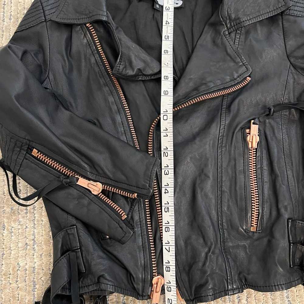 Leila Shams Leather biker Jacket Rose Gold Hardwa… - image 3