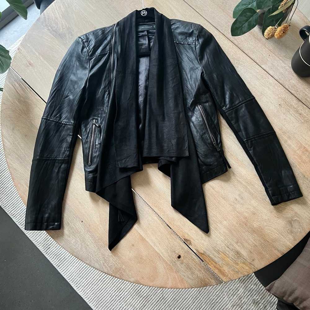 Zara genuine leather black jacket - image 1