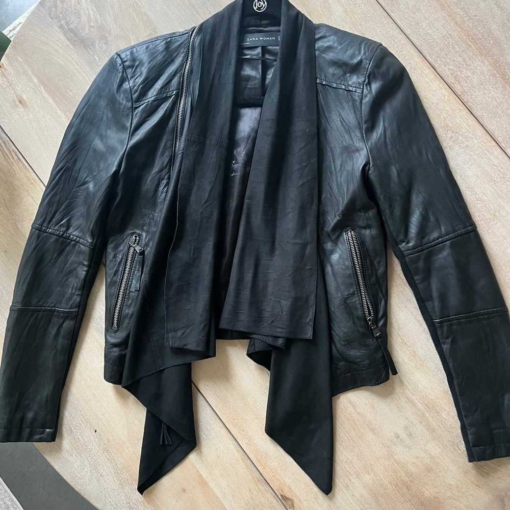 Zara genuine leather black jacket - image 2