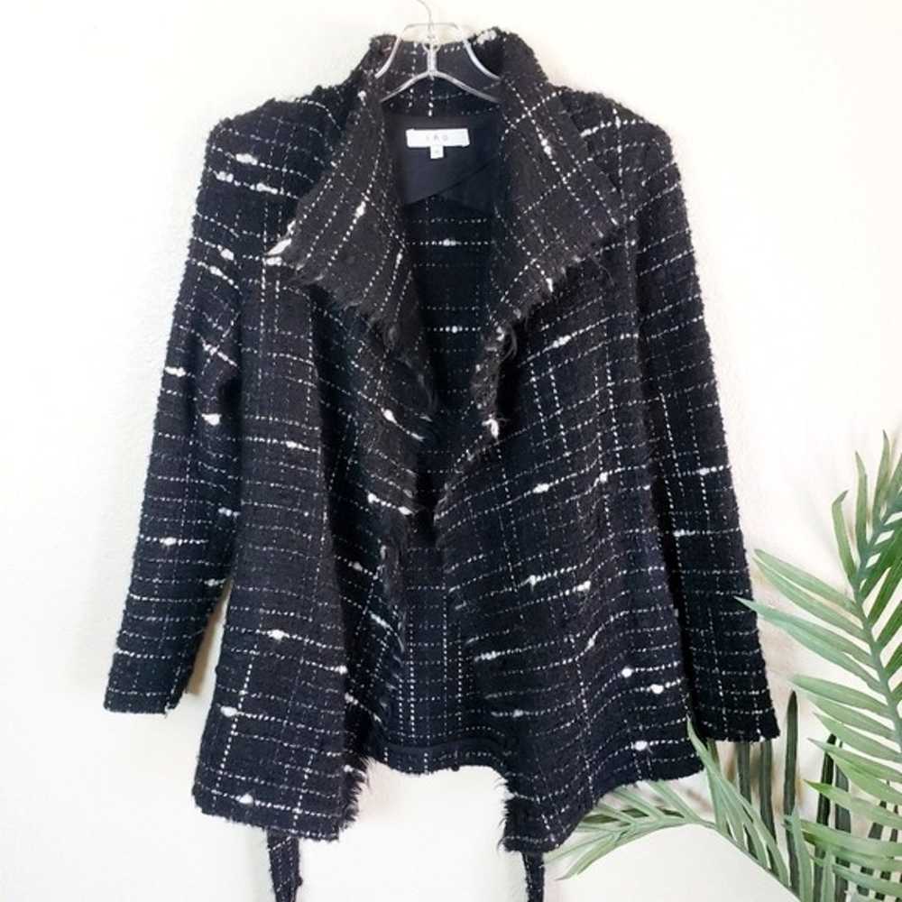 IRO 'Campispe' Tweed Frayed Belted Jacket size 36… - image 2