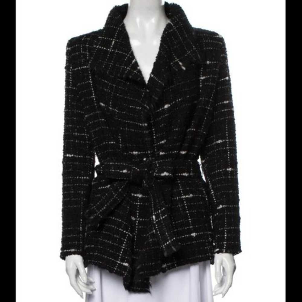IRO 'Campispe' Tweed Frayed Belted Jacket size 36… - image 4