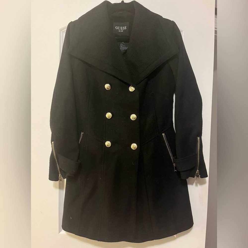 Black GUESS Double Breasted Coat Size S - image 1