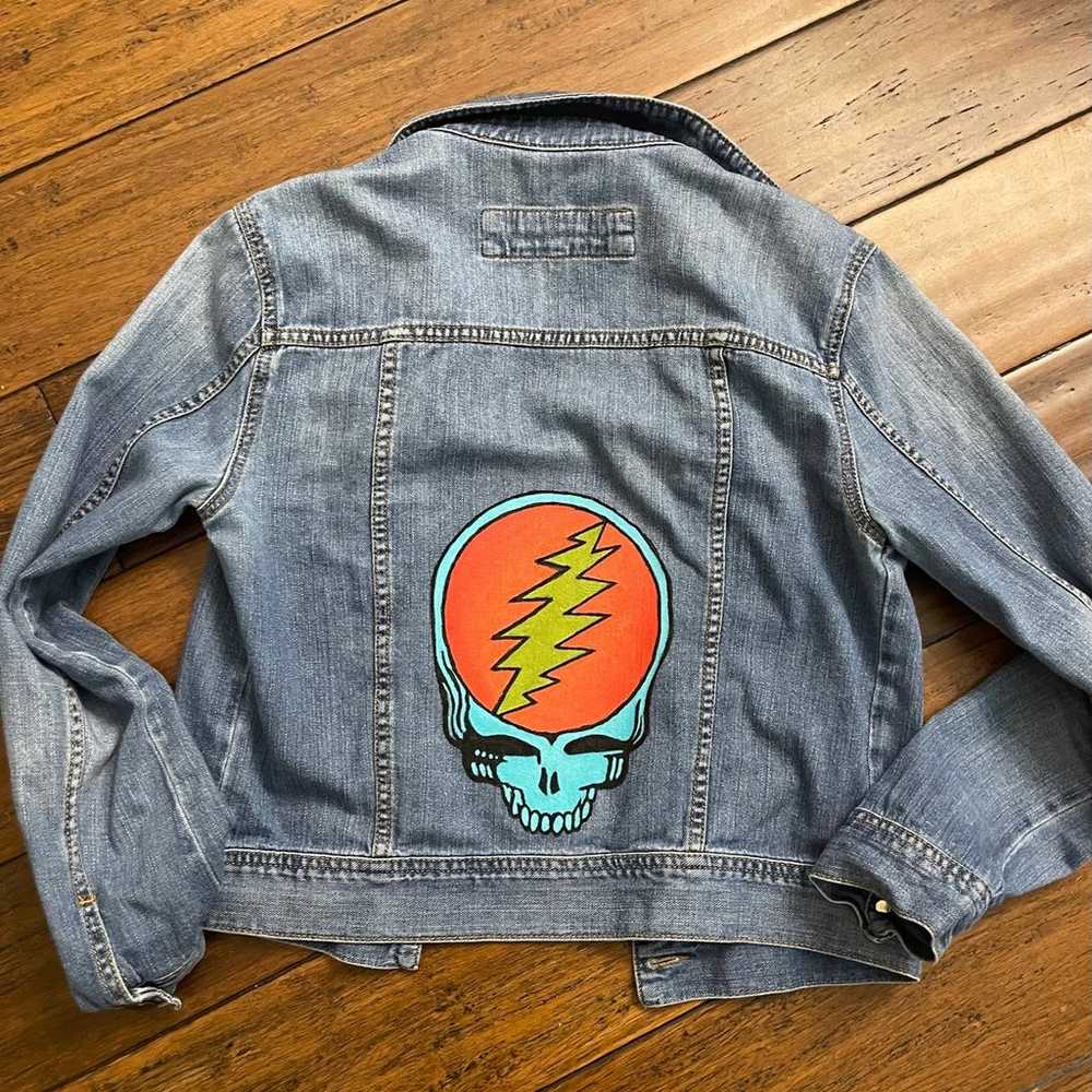 Hand painted stealie jean jacket ⚡️ - image 1