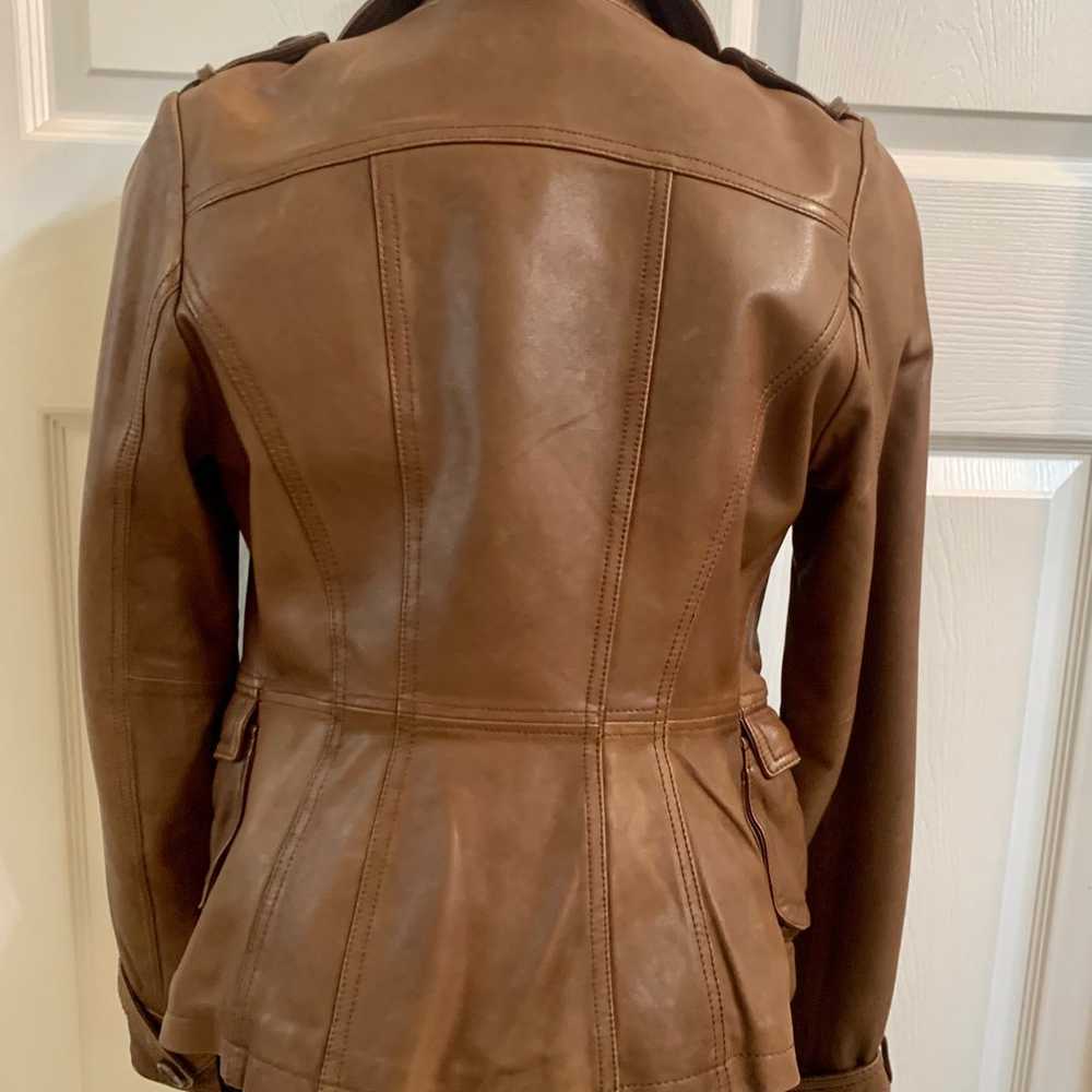 Anthropologie Leather Jacket Brown S - image 2