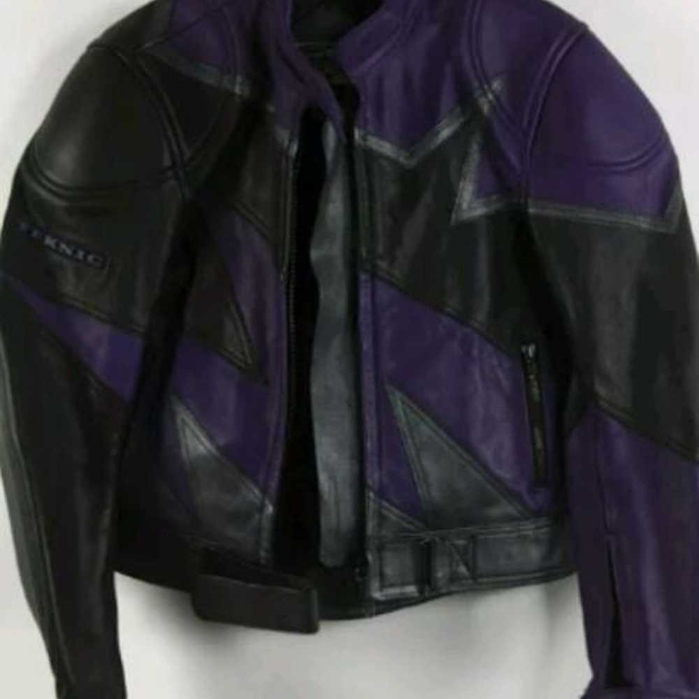 Teknic Leather Moto Jacket, Purple/Black - image 1