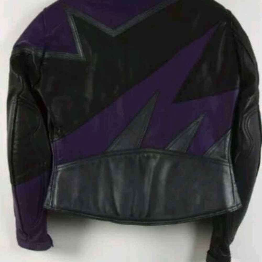 Teknic Leather Moto Jacket, Purple/Black - image 2