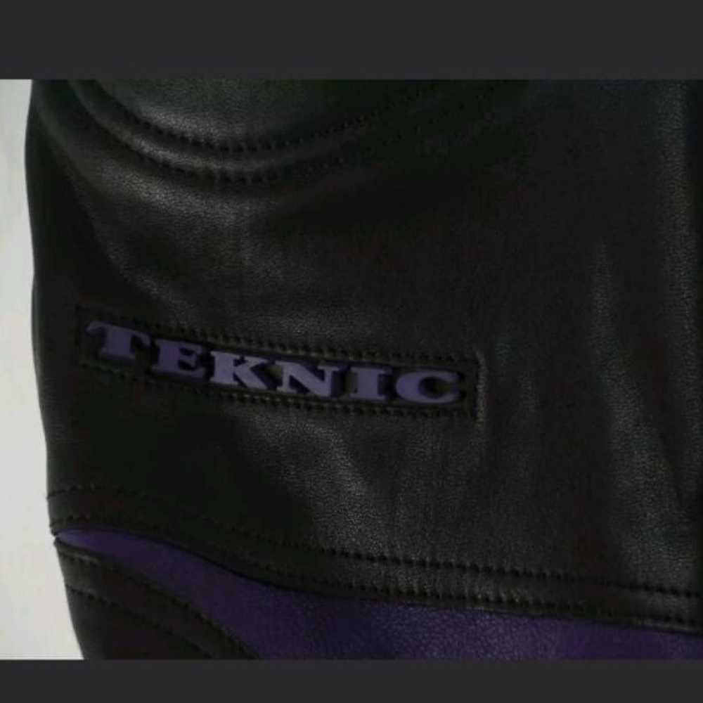 Teknic Leather Moto Jacket, Purple/Black - image 3