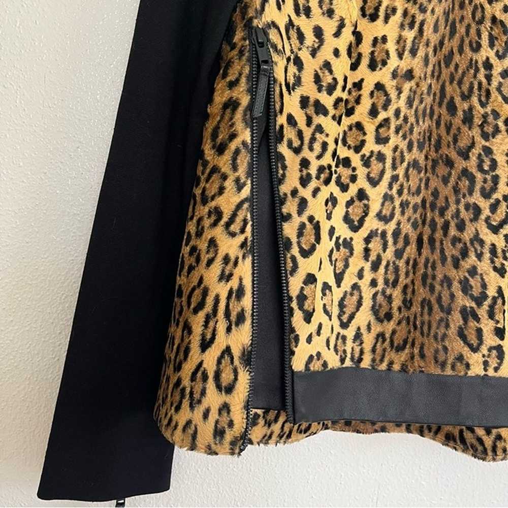 Milly Lambskin Leather Top Faux Fur Leopard Pullo… - image 3