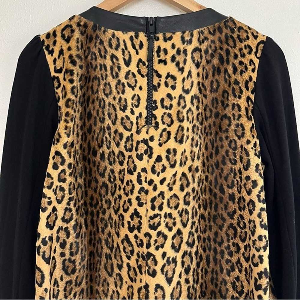 Milly Lambskin Leather Top Faux Fur Leopard Pullo… - image 5