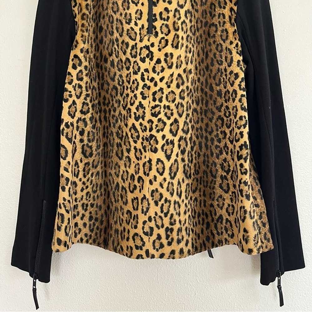 Milly Lambskin Leather Top Faux Fur Leopard Pullo… - image 6