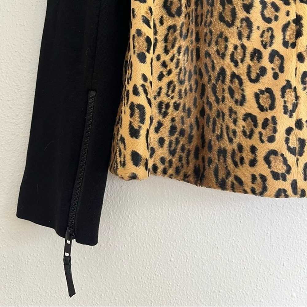 Milly Lambskin Leather Top Faux Fur Leopard Pullo… - image 7