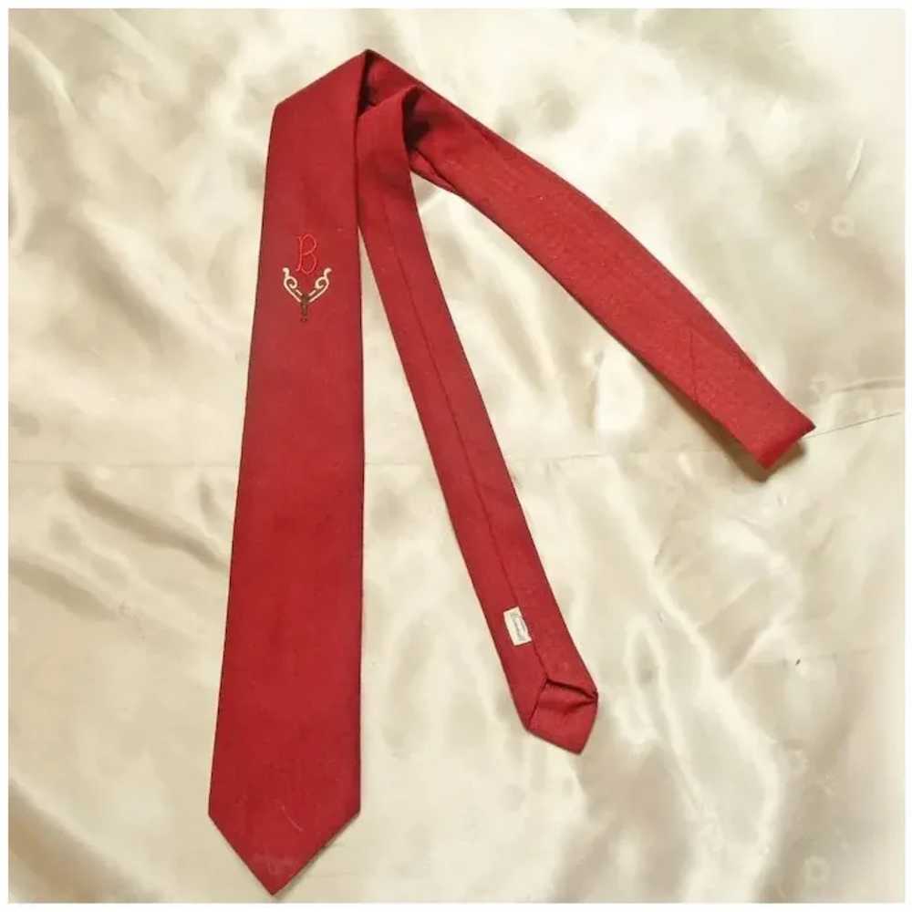 Monogram Necktie Initial B, Maroon Thin Tie, 50s … - image 6