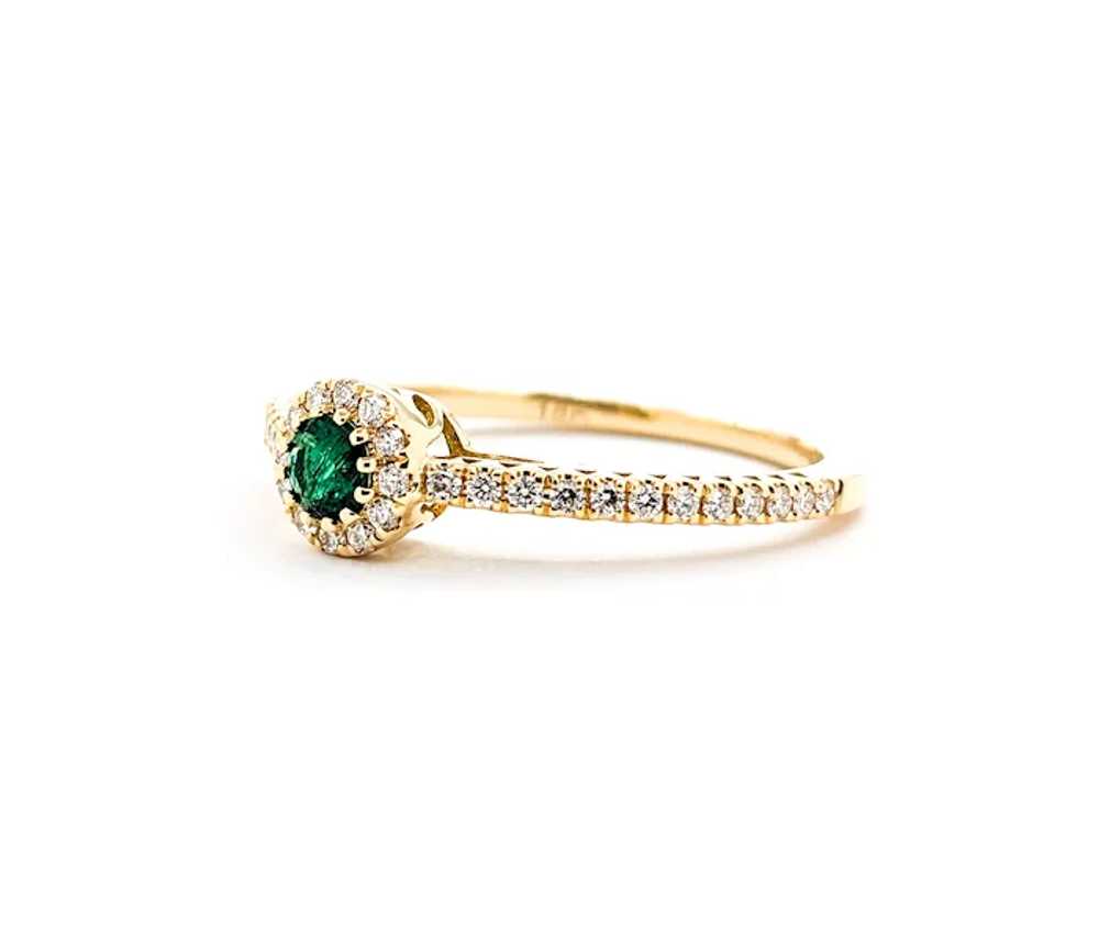 0.13ct green Emerald and Diamond Halo in 18k Yell… - image 5