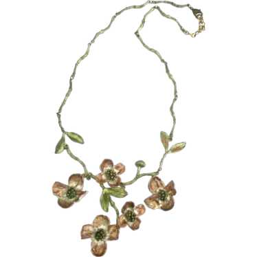 Lovely Vintage Enamel Floral Necklace