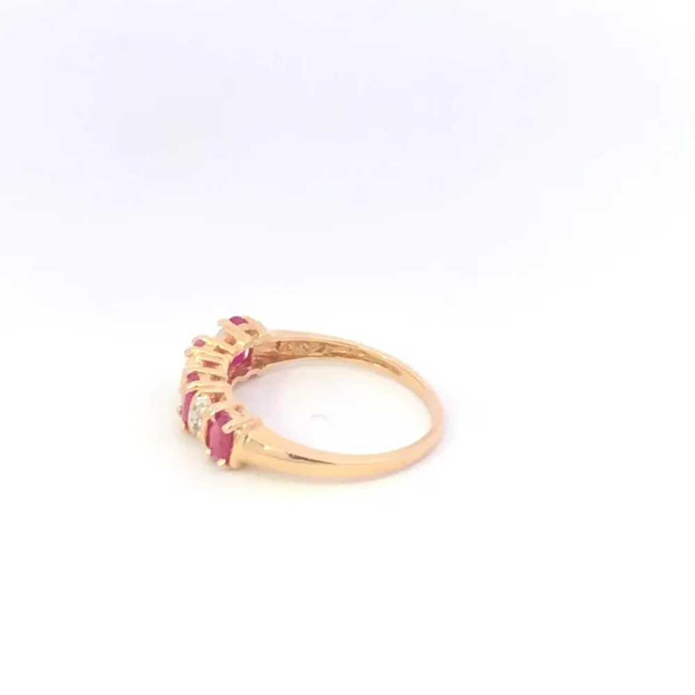 14K Oval Ruby Diamond Vintage Wedding Band Ring S… - image 2