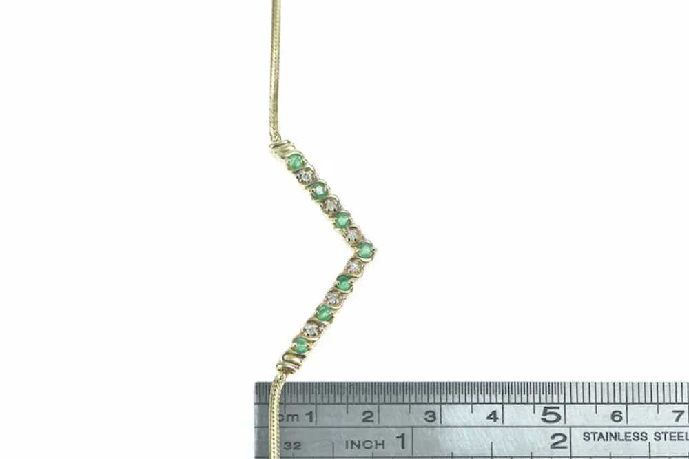 14K Emerald Diamond Vintage Chevron Necklace 16.2… - image 4