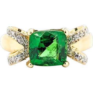 2.25ct Tsavorite Green Garnet and Diamond Bow Rin… - image 1