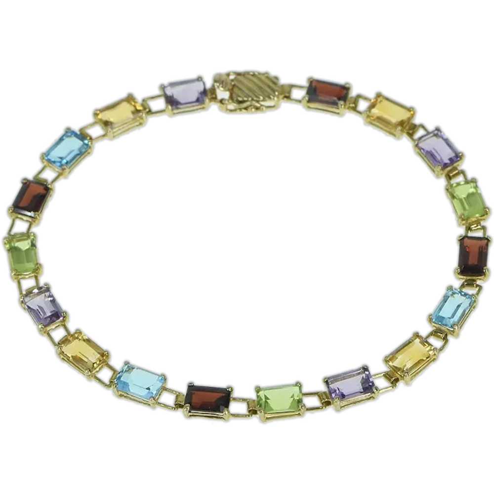 10K Emerald Cut Gemstone Rainbow Bracelet Bracele… - image 1