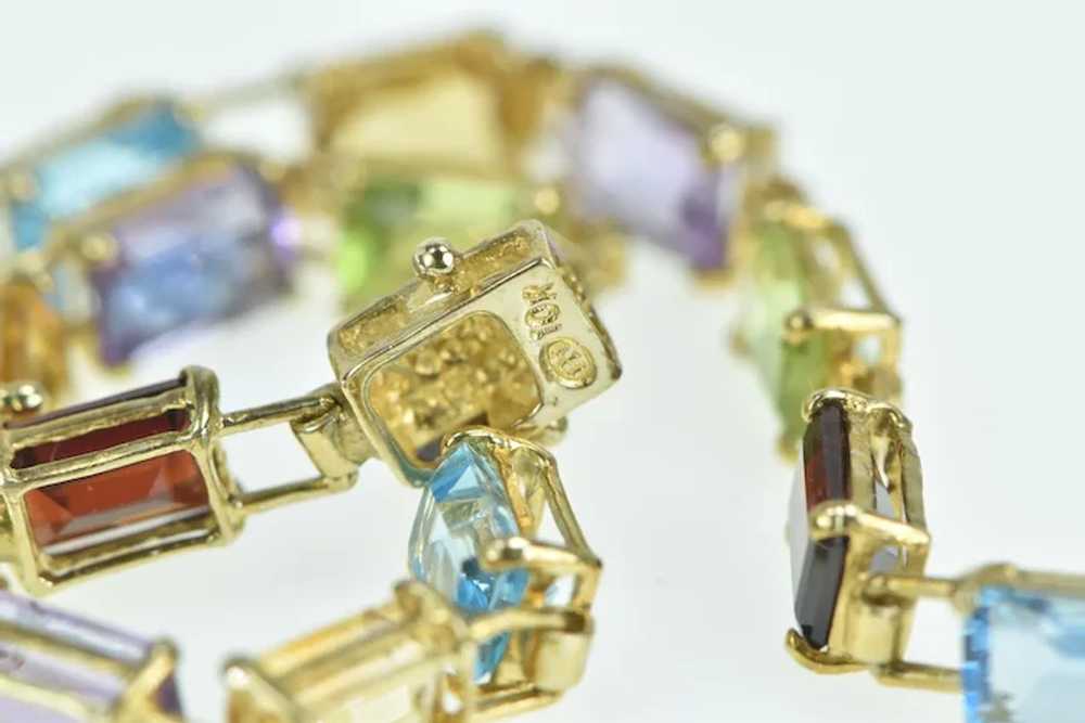 10K Emerald Cut Gemstone Rainbow Bracelet Bracele… - image 3