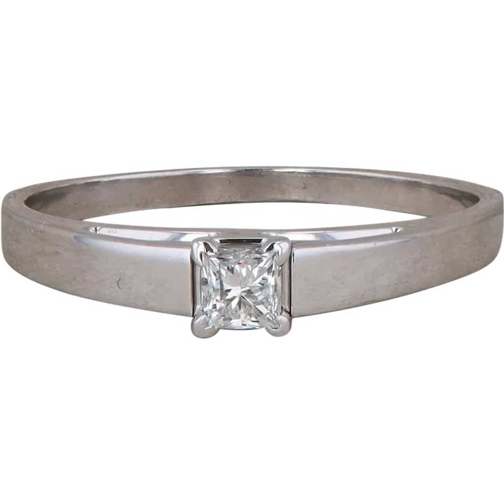 14k White Gold Princess Cut Diamond Solitaire Ring - image 1