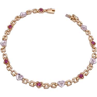 Sweet Heart Details Bracelet Ruby and Diamond Acce