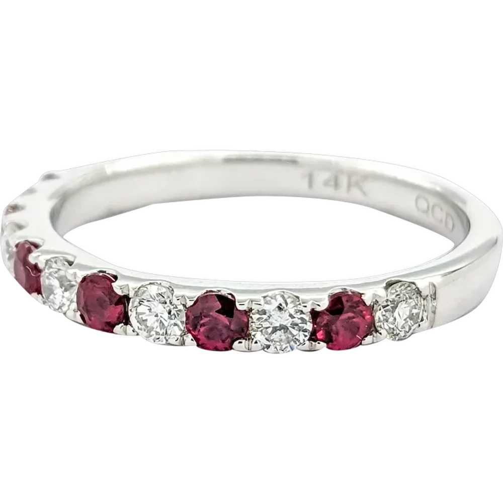 1.29ct Red Ruby and Diamond Ring in White Gold - image 1