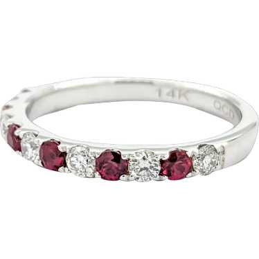 1.29ct Red Ruby and Diamond Ring in White Gold - image 1