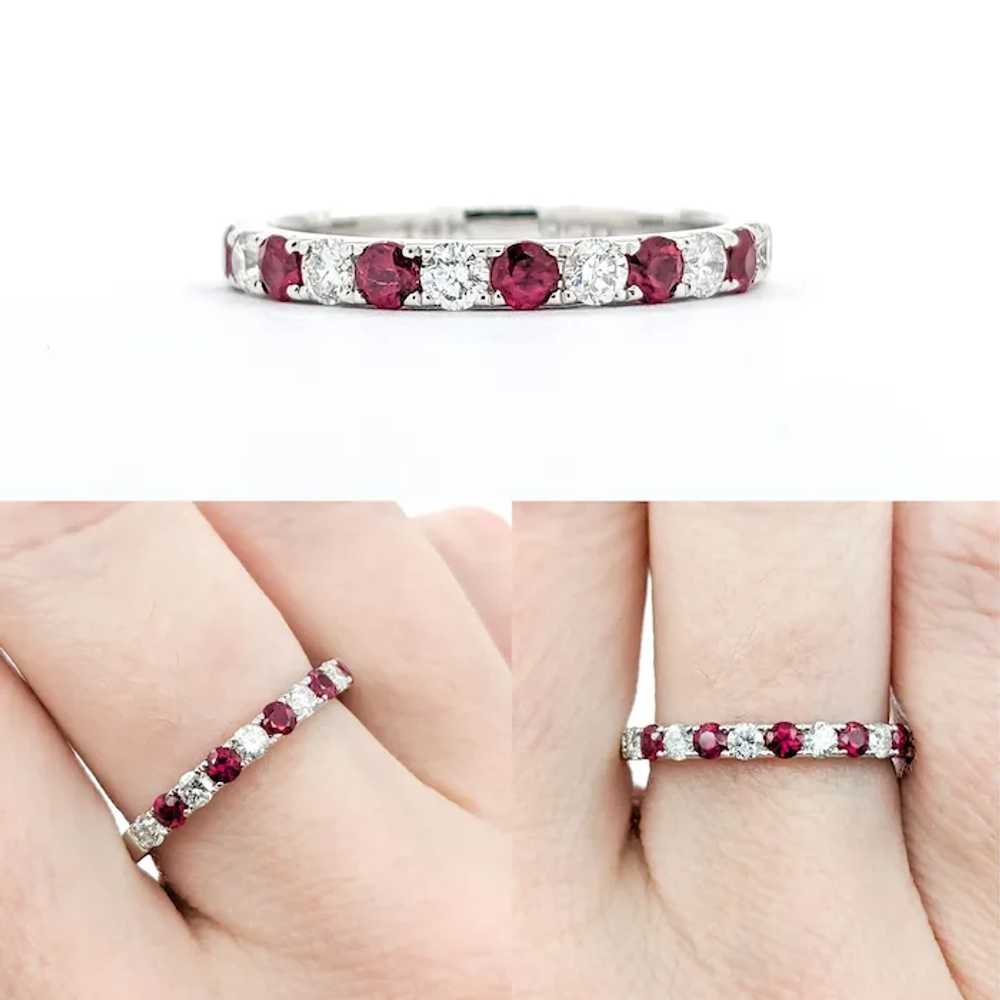 1.29ct Red Ruby and Diamond Ring in White Gold - image 2