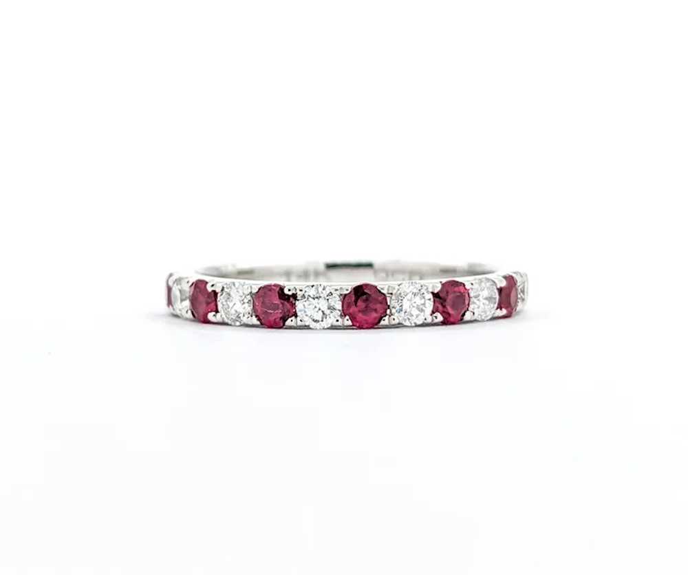 1.29ct Red Ruby and Diamond Ring in White Gold - image 3