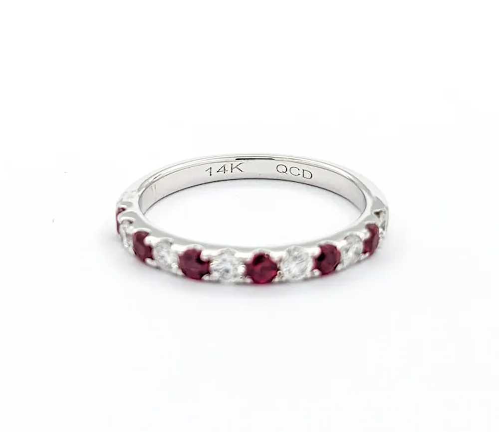 1.29ct Red Ruby and Diamond Ring in White Gold - image 4