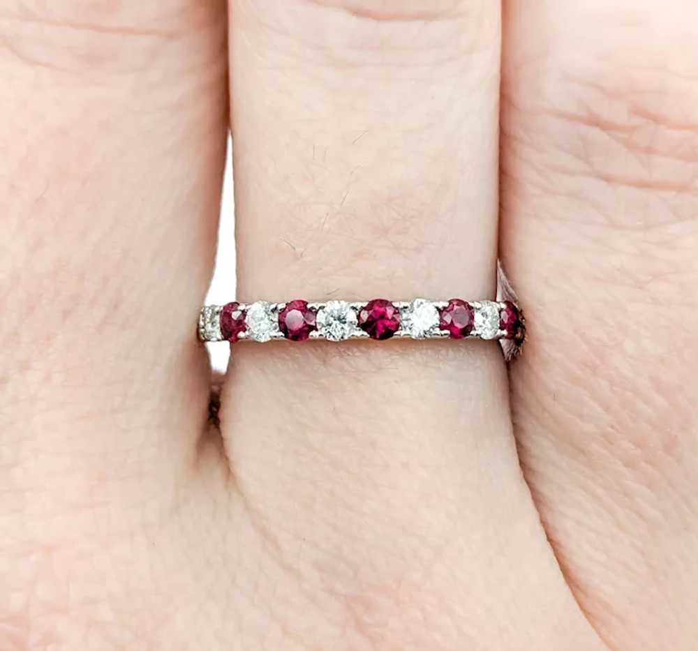 1.29ct Red Ruby and Diamond Ring in White Gold - image 5