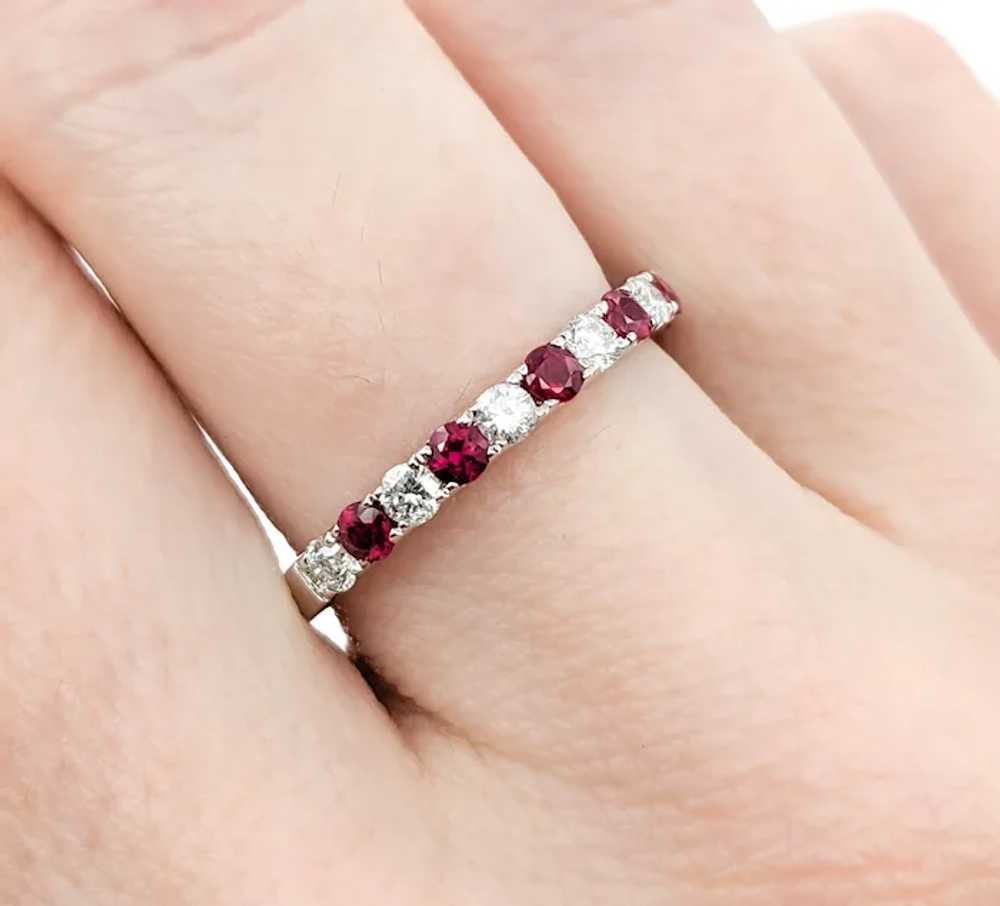 1.29ct Red Ruby and Diamond Ring in White Gold - image 6