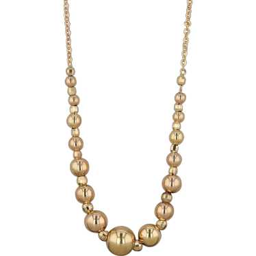 14k Yellow Gold Graduated Beaded Chain Necklace 2… - image 1